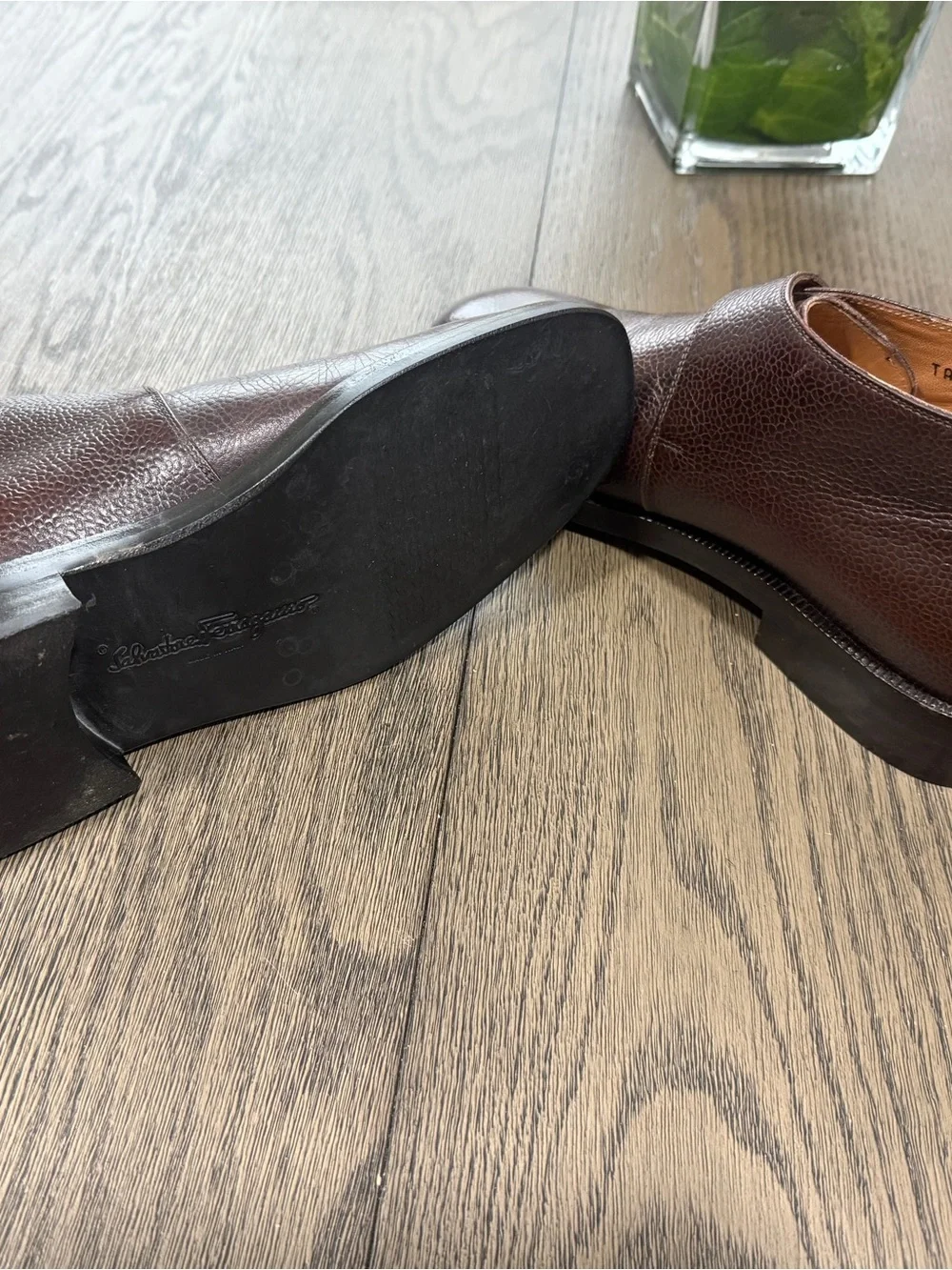 Salvatore Ferragamo Dark Brown Genuine Leather Single Monk Strap Oxfords